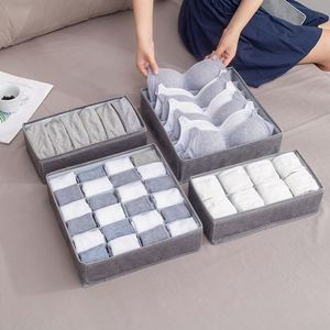 Boîte de rangement pliable pour sous-vêtements en tissu cationique, organiseur de tiroir pour soutiens-gorge et chaussettes, ensemble d'organisateurs de sous-vêtements pour armoire - Product Image 1