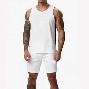 Ropa deportiva de moda para hombre, camiseta de gimnasio, conjuntos de entrenamiento personalizados, camiseta sin mangas para hombre, pantalones cortos de entrenamiento, Conjunto de camiseta y pantalones cortos para hombre - Product Image 1