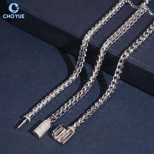 Precio de Fábrica al por Mayor Cadena Cubana de Moissanita con Incrustaciones de Plata de 4mm, Collar de Moda Urbana Hip Hop, Joyería para Fiesta, Regalo - Product Image 2