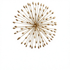 Golden Flower <b>Wall</b> Hanging Metal Decor Modern Design Indoor Living Room <b>Art</b> - Product Image 1