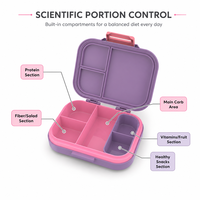 Boîte à lunch bento pour enfants et nouveau-nés, 3 compartiments, portable, étanche, compatible micro-ondes, sans BPA, avec couvercle en plastique et plateau supplémentaire