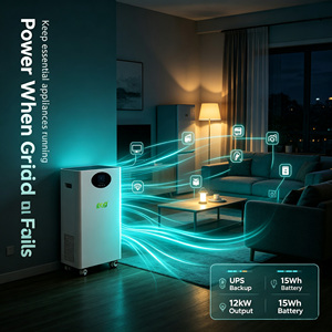 ระบบกักเก็บพลังงานภายในบ้าน 15 กิโลวัตต์ชั่วโมง แบตเตอรี่ Lifepo4 110V 120V ระบบไฟฟ้าแบบแยกเฟส 12 กิโลวัตต์ ระบบพลังงานแสงอาทิตย์แบบไฮบริด - Product Image 4