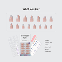 BTArtbox Gel Doux À La Main Artificielle Faux Ongles En Gros Court Rose Amande Plaine Couleur Unie Presse sur Ongles pour L'été