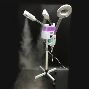 Salão de Beleza Profissional 3 em 1 Quente Vaporizador Facial Frio com Ampliação Lâmpada Face Steamer Facial com Spray Quente e Frio