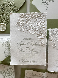 Invitations de <span class=keywords><strong>mariage</strong></span> personnalisées en papier cartonné coton 600 g/m² avec motif floral sculpté et gaufré, design luxueux et élégant, dorure à chaud « Save the Date » - Product Image 6