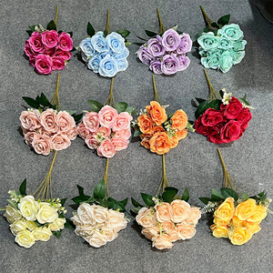 Yixuan Simulated Rose Bouquet 9 Head <b>Silk</b> Flower Wedding Table Decorations - Product Image 2