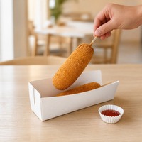 Boîte à hot-dogs en carton auto-pliable avec logo personnalisé imprimé, qualité alimentaire, carton blanc pour frites, corn-dogs, vente en libre-service