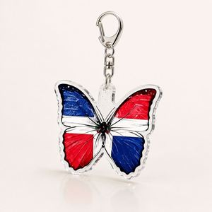 Llavero al por mayor con la bandera de República Dominicana, dije de mariposa DR, recuerdo del <span class=keywords><strong>Caribe</strong></span>, a granel - Product Image 4