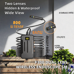 <span class=keywords><strong>Endoscope</strong></span> sans fil à double objectif F300, caméra d'inspection <span class=keywords><strong>WIFI</strong></span> 1080P de 5 m avec fonction de vision nocturne, boroscope pour <span class=keywords><strong>iPhone</strong></span> Android - Product Image 2