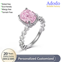 Bague en argent sterling S925 avec zircon rose 5A, bague de doigt ovale personnalisée tendance pour les mariages, bijoux