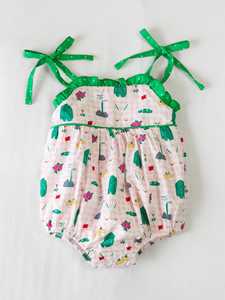 SR3869 Mono Personalizado para Bebés, Color Rosa, Estampado de Animales de Granja, Mono sin Mangas para Niñas, Conjunto Infantil al por Mayor - Product Image 2