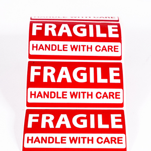 Roll Large Adhesive Sticker Custom Box Packaging <strong>Labels</strong>,Red Warning Glass Shipping <strong>Label</strong> Handle <strong>Care</strong> Fragile Stickers - Product Image 5