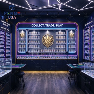 Custom Trading <b>Card</b> Store Design Display Showcase Cabinets Retail Shop Fitting with LED Lighting Wall Displays and Game <b>Tables</b> - Product Image 2