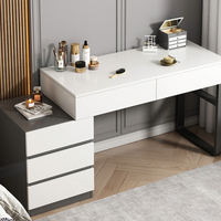 Coiffeuse moderne et épurée avec miroir éclairé et design à panneaux – Meuble de chambre à coucher très populaire avec rangement