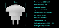 Veilleuse LED intelligente PDLUX PD-PIR2023 à brancher avec prise murale US/EU/UK pour chambre à coucher – Ventes Flash