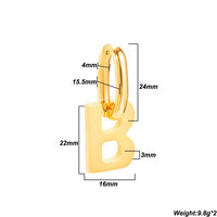 Boucles d'oreilles pendantes en acier inoxydable plaqué or 18 carats avec lettre B personnalisée, vente chaude pour femmes 2026