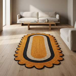 Tapis ovale tressé rayé moderne en jute, tapis de sol réversible pour salon, bleu, vert, rose, orange - Product Image 6
