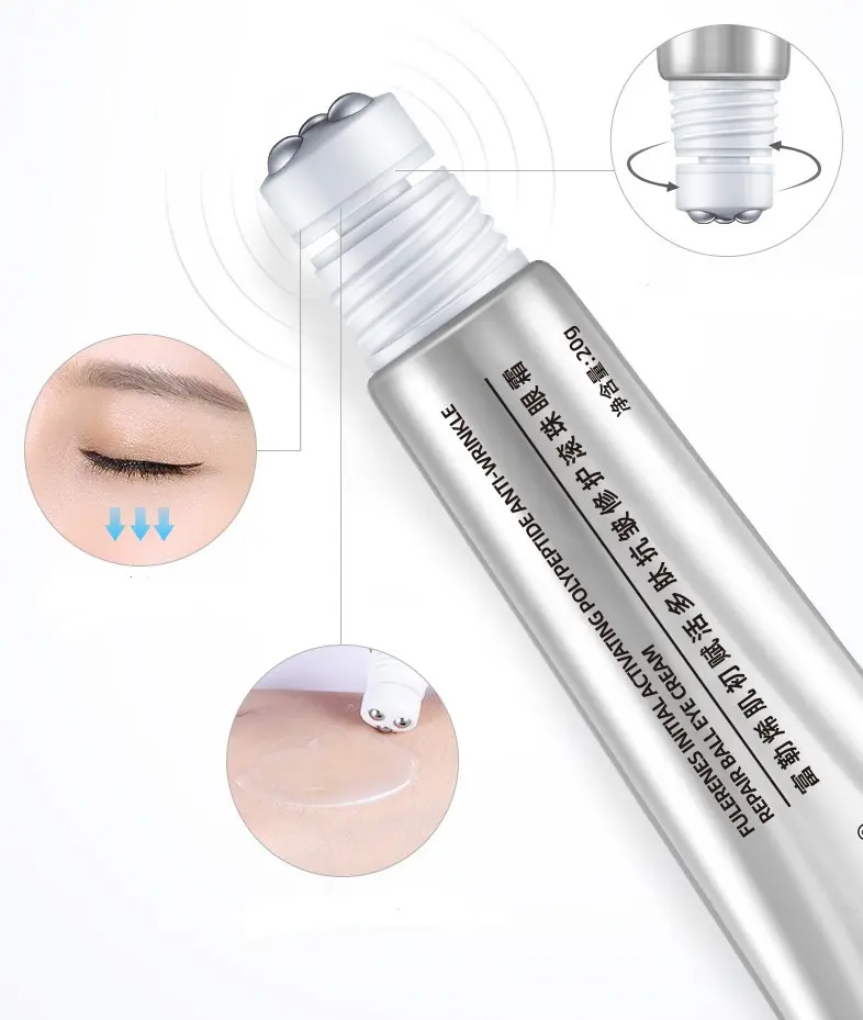 eco friendly eye cream cosmetic tube 3 ball roller skincare tube with stainless steel roller metal applicator for dark circle