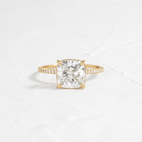 Bague de fiançailles solitaire en or massif 14K/18K avec diamant de laboratoire CVD/HPHT VVS certifié IGI, taille coussin 0,5-3 carats, sertie de griffes et pavé