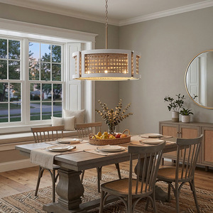 Lustre moderne en <span class=keywords><strong>laiton</strong></span>, style nordique, en bois et rotin, pour salle à manger, villa, lampe tressée design, <span class=keywords><strong>luminaire</strong></span> Navarro naturel - Product Image 2