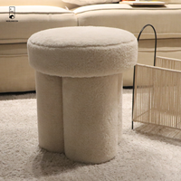 Usine en gros personnaliser moelleux plaine maquillage tabouret maison chambre confortable mobilier rond pouf