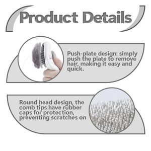 Peigne démêlant pour chiens et chats à un bouton, brosse de toilettage pour animaux de compagnie, nettoyage et brossage des poils, pas cher - Product Image 4