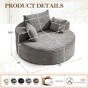 Nuevo Diseño Popular Moderno Sofá Cama de Corduroy con Compresión al Vacío, Sillón Reclinable, No Requiere Montaje, Muebles para Sala de Estar - Product Image 4