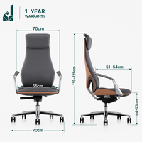 Fauteuil de direction pivotant en cuir véritable de première qualité, design moderne, avec appuie-tête réglable en hauteur et base métallique