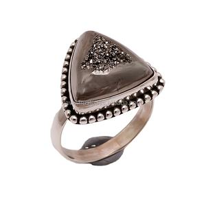 Anillos hechos a mano de Plata de Ley 925 Druzy Natural, joyería de plata fina India para suministro al por mayor de fiesta - Product Image 1