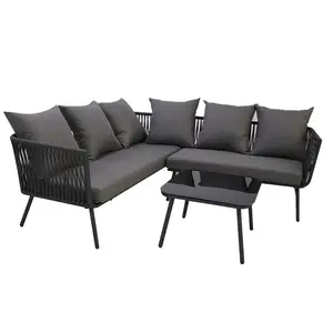 YOHO Outdoor garden Furniture Rope Aluminum Frame Sofa Set couch conversation corner sectional sofa with cushion