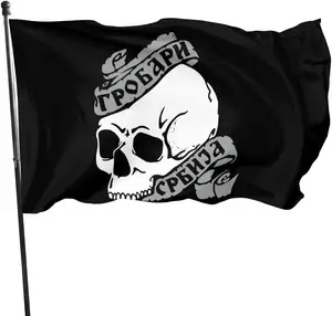 Vibrant Colors and UV Fade Resistance Grobari Serbia Partizan Belgrade Beograd Ultras Flag For Outdoor Indoor Decoration