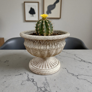 Maceta Grande Retro para Jardín o Patio, Maceta para Suculentas, Gris, Boca Ancha, Contenedor para Plantas de Exterior - Product Image 3