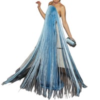 Maßgefertigtes Großhandels-Damenkleid: Modisches Trägerloses Maxikleid mit Quasten, Rückenfreies Sommerkleid mit Reißverschluss, Figurbetontes Formelles Party- und Clubkleid