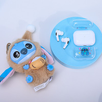 Nouveaux écouteurs sans fil intra-auriculaires TWS-K137 mignons BT5.4 avec suppression active du bruit (ANC), LED, pendentif jouet en peluche PCABS et commande vocale – Vente en gros