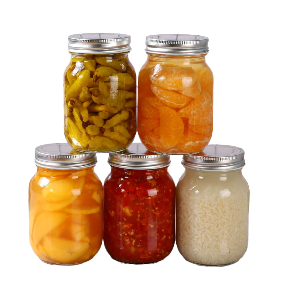 16oz Wide Mouth Glass Mason Jar with Aluminum Lid Regular Bands for Food Storage and Jam Jars