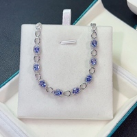 Bracelet en argent sterling 925 avec tanzanite, bijoux fins pour femmes, pierres précieuses faites à la main de luxe