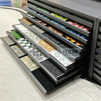 Meuble de présentation coulissant sur mesure pour échantillons de carrelage, marbre, quartz, pierre, céramique – Présentoir de stockage pour salle d'exposition
