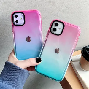 Voor Iphone 15 Case Regenboog Dikker Gradiënt Schokbestendig Bumper Telefoon Hoesje Voor Iphone 14 15pro Max Zachte Tpu Transparante Achterkant