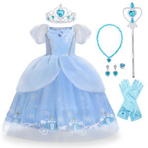 Costume da principessa blu fantasia Costume da principessa per bambini e <span class=keywords><strong>film</strong></span> di Halloween vestito da principessa per bambini Costume da Cosplay per bambina - Product Image 1