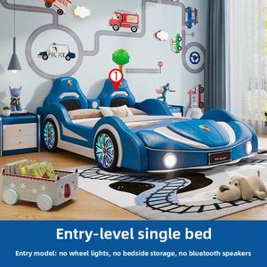 Le lit de garçon est un lit enfant de style moderne en forme de voiture avec barrière de sécurité et design de voiture de sport. C'est une voiture-lit moderne pour enfants. - Product Image 6