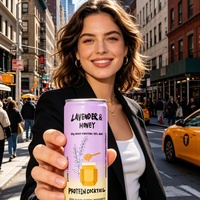 Cocktail protéiné au goût de miel et de lavande, 10% ABV, sans protéines ajoutées, prêt à boire, boisson alcoolisée en canette élégante en aluminium de 330 ml