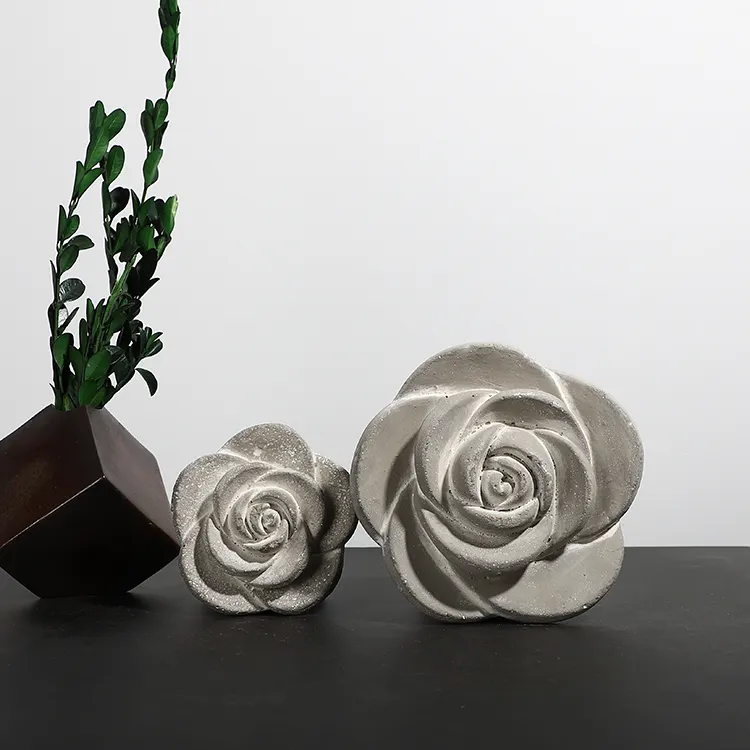 Online custom logo cement artificial flower shape modern gift item home decoration accessories for indoor outdoor