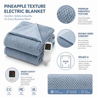 Couverture chauffante en jacquard Sherpa, taille Super Queen, 110V, 6 réglages de chaleur, chauffage rapide, protection contre la surchauffe, certifiée ETL