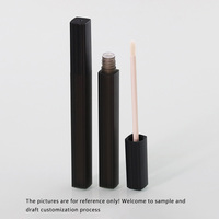 Carré rayé noir satin 2g mince tube lèvre glaçure tube brillant à lèvres bouteille emballage personnalisé noir mat sensation main peinture