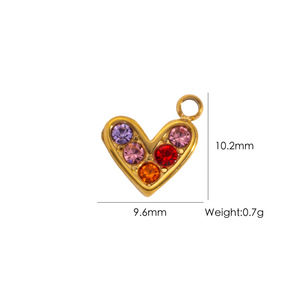2025新作カスタムDIYステンレスチャームファッションジュエリー手作りハートシリーズジルコンペンダントPVDゴールドチャームギフト作り - Product Image 2