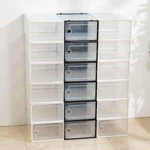 <strong>Foldable</strong> Plastic Transparent <strong>Shoe</strong> Boxes Stackable White Black Home Simple <strong>Shoe</strong> <strong>Rack</strong> - Product Image 4