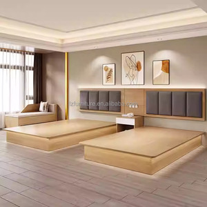 Affordable 3 Star Hotel Bedroom Furniture Sets Complete King <b>Queen</b> Wood <b>Bed</b> Frame with Upholstered Headboard Nightstand TV Desk - Product Image 5