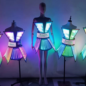 Robe LED pour <span class=keywords><strong>femme</strong></span> avec jupe argentée sexy, costume de scène pour DJ, <span class=keywords><strong>chanteuse</strong></span>, costume de cosplay - Product Image 1