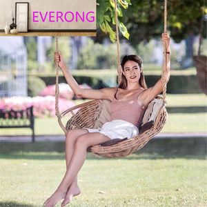 Sedia a dondolo da esterno moderna nordica in rattan, a cesto sospeso, tipo nido per ragazza, con cuscino da patio, per balcone, stile di tendenza - Product Image 2