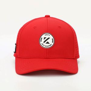 Gorra de Béisbol Personalizada para Hombre, de 6 Paneles, Estructurada, Roja, de Poliéster Impermeable, con Perforaciones Cortadas a Láser, Parche de Goma de PVC, Gorras Deportivas - Product Image 2